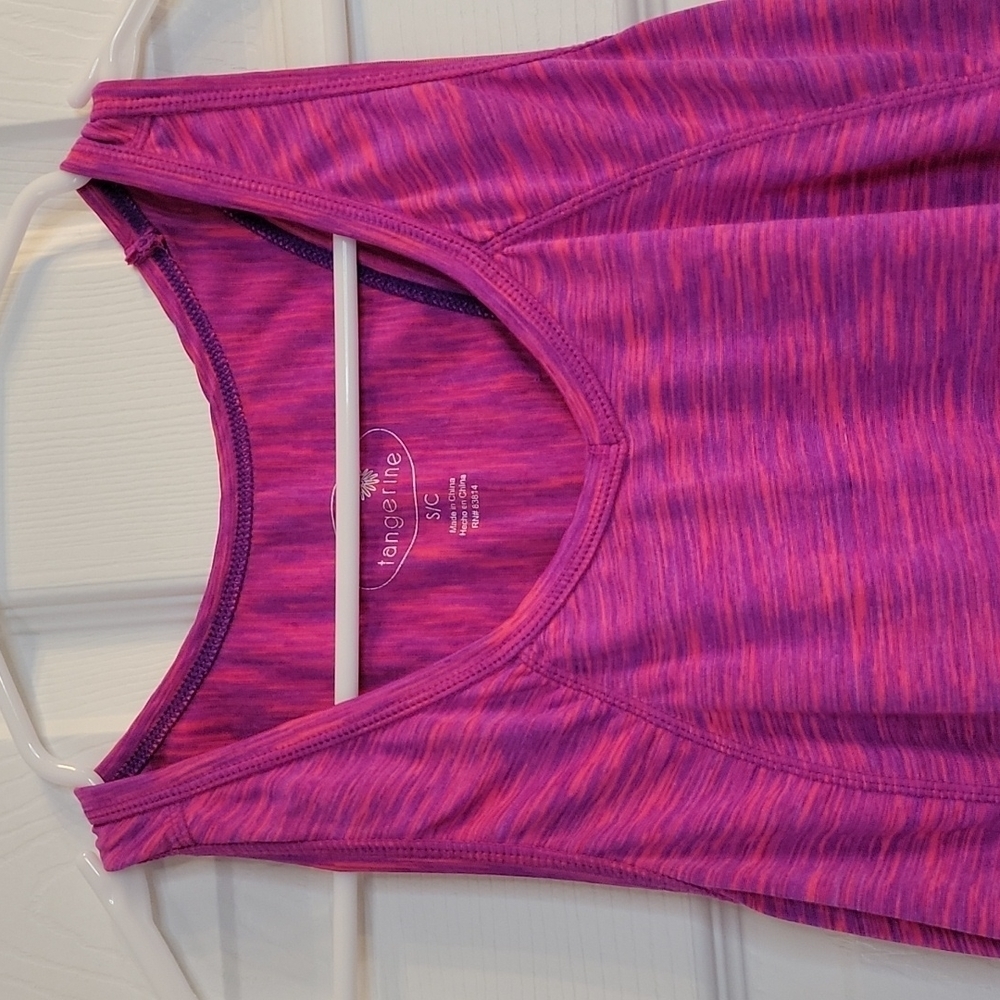 Tangerine althetic tank, pinks and purples, size small with zipper pocket - Picture 2 of 5